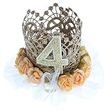 Perfk プリンセス　ベビーキッド　4th　クラウン　ヘッドバンド　誕生日　ヘアバンド　ケーキ　スマッシュ　写真　プロップ　小道具
