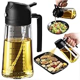 TrendPlain オイルスプレー 料理用 470ml - 2in1 油 スプレー ボトル & ディスペンサー キッチンガジェット エアフライヤー サラダ バーベキュー用 ブラック