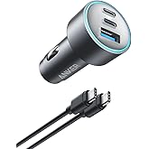 Anker 535 Car Charger (67W) with USB-C & USB-C ケーブル (PD対応 67W 3ポート USB-C カーチャージャー) 【Power Delivery対応/PowerIQ 3.0搭載 / コンパクトサイズ