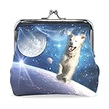GORIRA(ゴリラ) 走る犬 地球の星空 超繊レザー&木綿 人気財布 ブランド がま口式小銭入れ ミニがま口