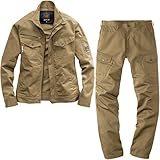 (バートル) BURTLE 綿100% 作業着・作業服 上下セット(長袖ブルゾン+カーゴパンツ) (8101,8102) カーキ 3L