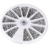 12種類600pcs / setステンレス鋼ねじナットコンビネーションキット ねじ メガネ ＆ ナット 眼鏡 & ワッシャー 収納ケース付き ワッシャー 1種 各50個 ステンレス (写真のように)