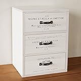 日本製 木製 3段ミニチェスト 小物入れ (ホワイト)