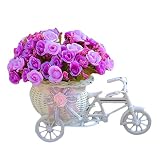 Mikey Store Home Furnishing装飾セットダイヤモンドローズ花Floats自転車バスケットWeavingシミュレーション M パープル B01NAGTPI6