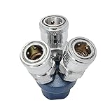 Senzeal 3連エアーカプラー　エアーカプラーソケット空気圧クイック継手 銀色