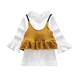 ベビー服 女の子ワンピース 子供服 Pojour 冬秋 防寒 ニットベスト＋ワンピース 可愛いリボン付き 長袖 オシャレ 綿 通園 発表会 旅行 記念日 プレゼント 白