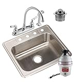 All - in - One差し込み式ステンレススチール25 in。4-holeシングルボウルキッチンシンクセットwith蛇口 Sink: 25 x 22 x 8 in シルバー