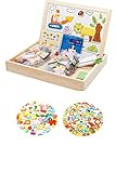 yasushoji 木のおもちゃ 知育玩具 磁気 パズル マグネット ホワイトボード 木製 プレゼント 幼児 落書き (タイプB)