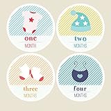 PinkieペンギンファッションBaby Monthly Stickers – マイルストーンOnesieステッカー – 1 – 12ヶ月 – ベビーシャワーギフト