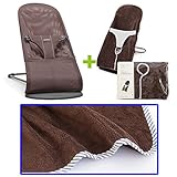 【今治タオルブランケットセットBL】babybjorn（ベビービョルン）バウンサー Bliss Air ココア（バウンサーカバーブルーストライプ）