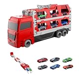 トレーラー ミニカーセット 大型トレーラー 車おもちゃ 子供 ミニカーセット 知育玩具 作業車両 消防車 はしご車 男の子 女の子 誕生日のプレゼント 工事車両 おもちゃ 室内遊び 建設車両セット