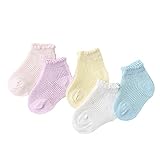 5パック幼児綿の通気性メッシュ薄い靴下のストライプ　0から2歳