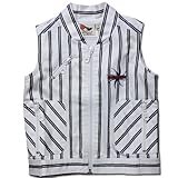 ちょっぴりアウトドア派のファスナー付きおしゃれなベスト（濠Du) ホワイトストライプ 95cm