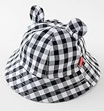 (アリサナ) arisanaベビー ハット 帽子 赤ちゃん 耳付き チェック 出産祝い 48-50cm ブラック