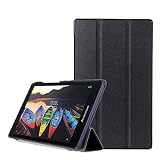 【Trocent】Lenovo TAB3 & TAB2 ケース レノボ タブ3 & タブ2 耐衝撃 全面保護 ケース 602LV / Lenovo & 501LV / Lenovo スタンド機能付き 防水 防汚れ マグネット自動吸着 取り付け易いカバー (Lenovo TAB3&TAB2, 三つ折ブラック)