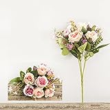 Ochine人工フェイク花シルクマカロントーンローズinクラブCAFAな母の日ギフトPresent装飾レストランホーム、1 pc ピンク SUN-NYC0053QP