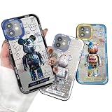 Arpe カウズ ベアブリック スマホケース TPU 透明 iPhone SE3 iPhone SE透明な （第3世代) 用 ケース 可愛い カウズ ベアブリック アイフォン SE3 SE透明な （第3世代) SE2 SE透明な （第2世代) 用 ケース 透明な （4.7インチ) iPhone用ケース 対応ケース 全面保護 カウズ ベアブリック 透明な（黒）