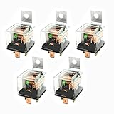 uxcell 車のリレー　：グリーンクリアブラック　単極単投　直接電流　DC 12V 40A　5個入り