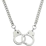 Rockyu メンズ レディース ネックレス チェーン ステンレス ハンドカフ 手錠ペンダント ユニセックス ネックレス カッコいい 幅6㎜ 50㎝ 喜平チェーン ロック パンク 男女兼用 パーティー 人気 アクセサリー