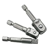 六角ビット ソケットアダプターセット 48mm長さ 3本組 (1/4インチ、 3/8インチ、1/2インチ)