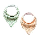 Genda 2Archer(JP)　よだれかけ　ベビー　赤ちゃん　綿　2枚セット　4枚セット　かわいい　ビブ　レース　3層　三角　スナップ　スタイ　キッズ　女の子　男の子　出産祝い　誕生日　プレゼント