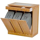 【ゴミ箱に見えないおしゃれなデザイン】 ダストボックス 蓋つきペール３つ付属 隠しキャスター (ナチュラル)