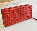 長財布 本革ポニーメッシュ ラウンドファスナ レッド ウォレット ポニーレザー 馬革 Wallet No22477 メンズ財布 レディース財布 サイフ