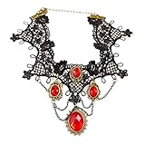 ゴスロリヴィンテージ黒いレースの赤い宝石のペンダントチョーカー前夜のネックレスのギフト