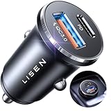 LISEN PD36W+QC18W 車載充電器 金属USB A+C 30分で50％充電 シガーソケット 急速充電 iPhone対応 PD充電