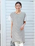 Angeliebe エンジェリーベ マタニティ ワンピース 授乳口付き 先染 ボーダー フレアスリーブ チュニック ワンピ 妊婦服 （a.i.n） 産前 産後 半袖 ワンピ L オフ 21871 21