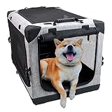 Totoro ball 折りたたみペットケージ 犬ケージ 犬用クレート 猫用キャリー・カート 持ち手付き 犬猫兼用 折りたたみ簡単『室内休憩、急な来客時、アウトドア、病院、キャンプに大活躍！ 』 (ベージュ&ホワイト, L)