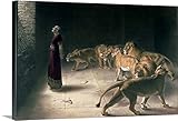 Briton ( 1840 – 1920 ) Riviereプレミアムシックラップキャンバス壁アート印刷題名Daniel in the Lions Den , Mezzotint 48" x 32" 