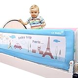 ベビー　キッズ　子供　ベッドガード　ベッドレール　丈夫　一枚　おしゃれ　掛け布団のずれ防止 (1.8ｍ, ブルー)