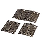 uxcell レトロ スタイル ケース ジュエリー ボックス 引き出し キャビネット バット ブロンズトーン 4本 ヒンジ