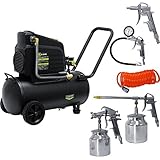 ミナトワークス オイルレス型エアーコンプレッサー + エアーツール5点付きセット (100V/タンク容量30L)