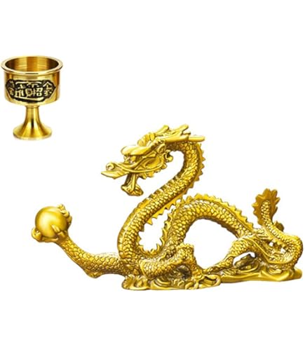 Amazon.co.jp: 龍 金龍 置物 龍の置物24金メッキ製 大サイズ 風水
