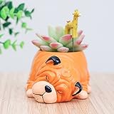 Liebeye 植木鉢　陶器 卓上 犬 動物 装飾 多肉植物 フラワーポット 花器 多肉 インテリア 家飾り 飾り物 可愛い おしゃれ シャーペイ犬