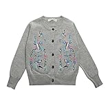 Kayiyasu カイヤス キッズ カーディガン 子ども セーター ニット カットソー スウェット トレーナー 前開き 鳳凰 刺繍 021-xcfz-15023(3Y（100cm） グレー )