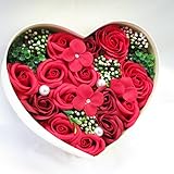 誕生日プレゼント 女性 ソープフラワー フレグランス フラワー 造花 (BOXローズハートレッド)