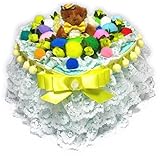 白い3層レース、お花等を飾したハート形おむつケーキ/41ボックスタイプ (イエロー)他2色【ノーブランド品】