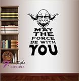 壁ビニールデカールホームデコレーションアートステッカーYoda引用May The Force Be With You Star Warsリムーバブルスタイリッシュな壁画キッズ寝室リビングルームユニーク