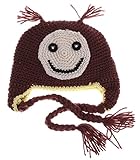 (スマイル ワキキ)Smile YKK 可愛い 赤ちゃん ベビー帽子 ニット 耳当て キャップ 編み物 ハットクマちゃん 保温 防寒対策 秋冬ブラウン