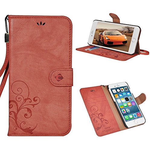 [CORNMI正規品]　iPhone 7 ケース手帳型ケース　カバー　高級PUレザー　おしゃれ　復古　マグネット脱着式　カード収納　ストラップ付き　スタンド付き　5色 (ワインレッド)