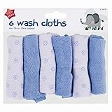 6 Baby Wash Cloths (20x20cm)- Blue or Pink- Face (Blue) by Little Stars