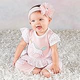 ベビーアスペン Baby Aspen 女の子用ユニコーン半袖ボディースーツxハートレギンスxチュチュリボン付きヘッドバンド豪華3点セット [並行輸入品]