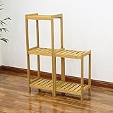 フラワーラック、ソリッドウッド防腐ウッドシンプルな収納ラックアートクラフツシェルフ棚に何かを置くウッドカラー68×88CM