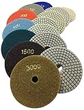 Konfor 7枚入セット ウェット ダイヤモンド 研磨パッド 10cm 大理石花崗岩用