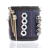 磁気リストバンド アームバンド 15個強力N38ネオジムマグネット付き、ネジ/釘/ドリルビット/小さな工具用、修理 建築 大工作業、DIYのハンディマン，男性，女性ための調節可能なリストバンド (青い