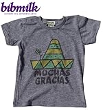 【bibmilk】 muchas gracias【ビブミルク】 muchas gracias エコヘザーTシャツ エコ グレー 4T(110)