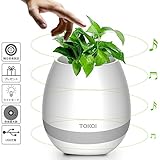 音楽植木鉢 音楽花ポット 魔法植木鉢 音楽フラワーポット ブルートゥース接続 ワイヤレス ピアノ音楽再生 LEDナイトライト10m有効な距離 スマートタッチ植物 音楽植物花瓶　センター スピーカー U